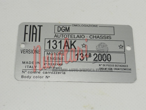 ETICHETTA IDENTIFICATIVA 131AK FIAT 131 RACING 2000 / IDENTIFICATION LABEL-1