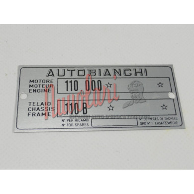 ETICHETTA IDENTIFICATIVA 110B PER AUTOBIANCHI BIANCHINA TRASFORMABILE 110B