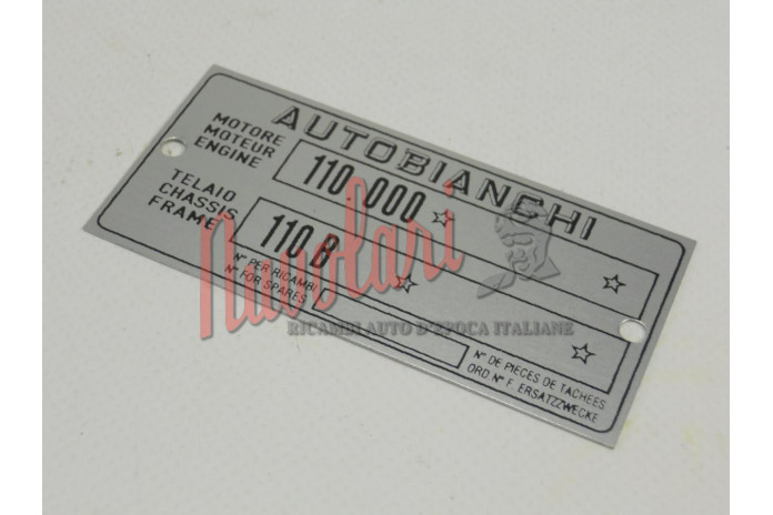 ETICHETTA IDENTIFICATIVA 110B PER AUTOBIANCHI BIANCHINA TRASFORMABILE 110B