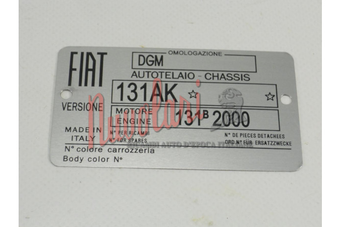 ETICHETTA IDENTIFICATIVA 131AK PER FIAT 131 RACING 2000