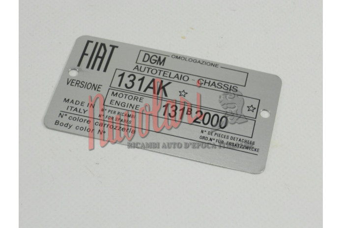 ETICHETTA IDENTIFICATIVA 131AK PER FIAT 131 RACING 2000